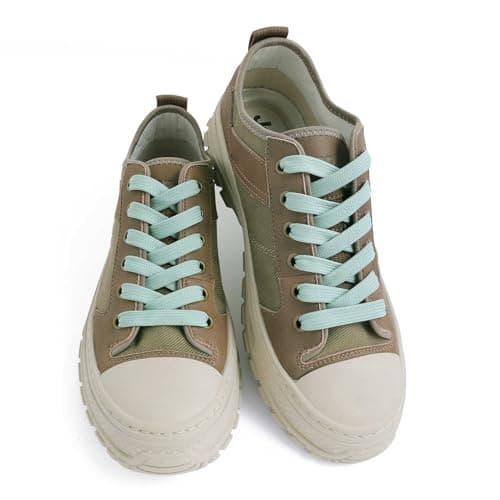 VSUDO 55 Inches Mint Green Fine Weave Flat Shoe Lace for Sneaker, 5/16” Width Flat Sneaker Shoestring, Flat Sneaker Shoelace, Flat Shoe String for Running Athletic Shoes (1 Pair-Mint Green-140CM) — view 2