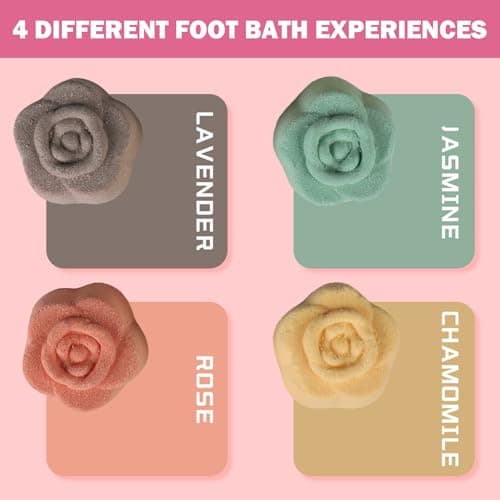 Foot Bath Bombs 12PCS/Set Natural Foot Soaking Salts with 4 Lavender Jasmine Rose Chamomile Aroma for Feet Callus Dry Cracked Stubborn Feet Odor Scents — view 5