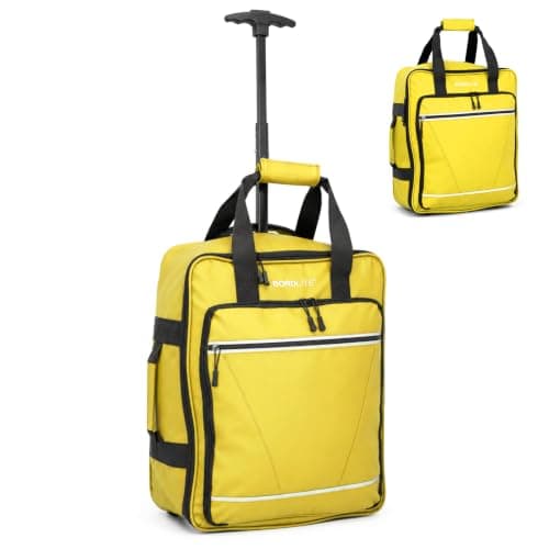 Bordlite EasyJet Underseat Cabin Bag 45x36x20cm – Wheeled Travel Holdall with Trolley Handle – Lightweight Tarp Soft Shell Carry On Luggage – Fits EasyJet Free Bag Allowance - Yellow