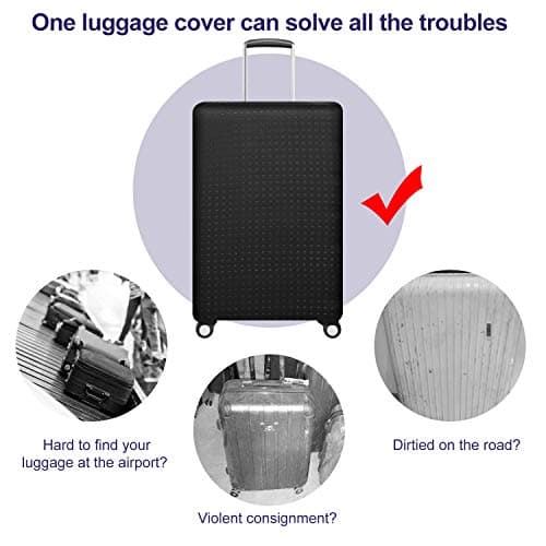 7-Mi Water Resistant Print Trolley Case Protective Cover for 23/24/25 Luggage Spandex Washable Anti-Scratch Travel Suitcase Protector M Black — view 3