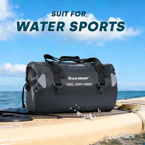Willd Heart Waterproof Luggage Bag 40L 66L 100L with Welding Suitable for Canoeing Camping Rowing Motorcycle, Carbon Fiber Imitation, 100L, waterproof travel bag — view 5