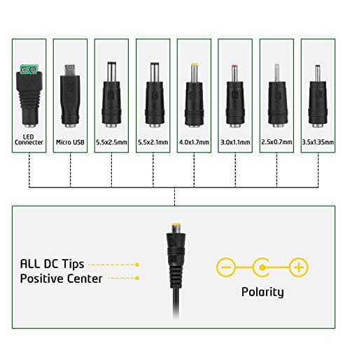 30W Universal AC to DC Power Adapter - Multi Output Voltages 3V 4.5V 5V 6V 7.5V 9V 12V Switching Power Supply with 8 Selectable Adapter Plugs for Routers Speakers Household Electronic (MAX 2A/2000mA) — view 2