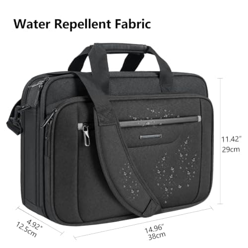 VANKEAN Laptop Briefcase Premium Laptop Case Fits Up to 17.3 Inch Business Shoulder Bag Laptop Expandable Water-Repellent Messenger Bag for Men/Women Computer Bag for Travel/Business/Black-Grey — view 3