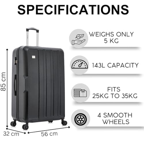 FLYMAX XL 32" Extra Large Suitcase 4 Wheel Lightweight Luggage Hard Shell Check in Hold Travel ABS 143 Litre Capacity Travel Case with 3 Digit Combination Lock + Telescopic Handle Red — view 4