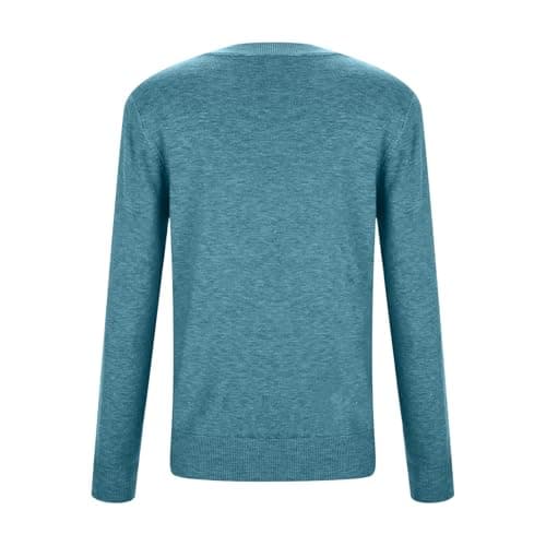 Women's Wool Blend Crewneck Pullover Sweater Long Sleeve Thermal Base Layer Top for Travel and Hiking (Sky Blue, S) — view 2