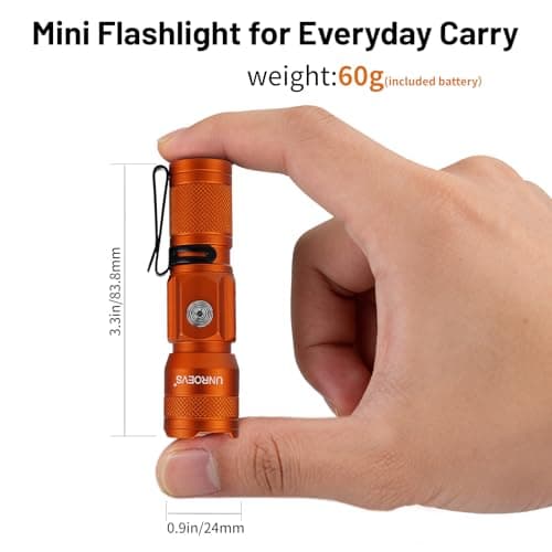UNROEVS Pocket Flashlight Rechargeable with 1200 Lumens,Mini Small EDC Flashlights with Magnet & Clip,Compact Powerful Flash Light-Zoomable,Adjustable Brightness and 1 Mode for Everyday Carry. — view 2
