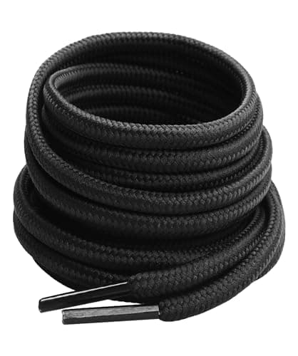 Gendewiner 1 Pair Black 130/140/150/160/180 cm Long Round Boots Shoelace Hiking Boots Shoe Laces Replacements for School Football Trainer Laces