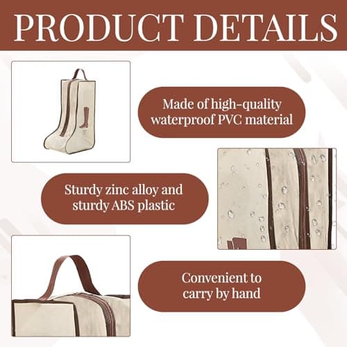 2 Set Welly Boot Bag, Boot Storage Bag, Walking Boot Bag,Portable Boots Protector Bag, Dust Proof Travel Shoe Bags with Handle Boots Organizer for Packing Travel and Daily Use(Tall) — view 3