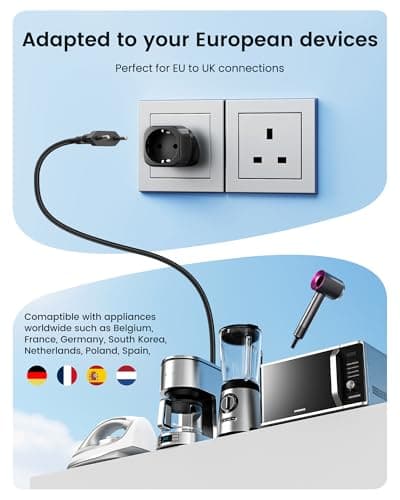 LENCENT 2 Pack EU to UK Plug Adapter,Black — view 3
