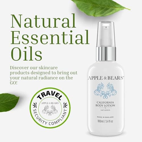 Apple & Bears California Body Lotion (100ml / 3.4 fl oz) - 98% Natural Luxury Vegan Travel Size Moisturizer - Made in UK — view 3