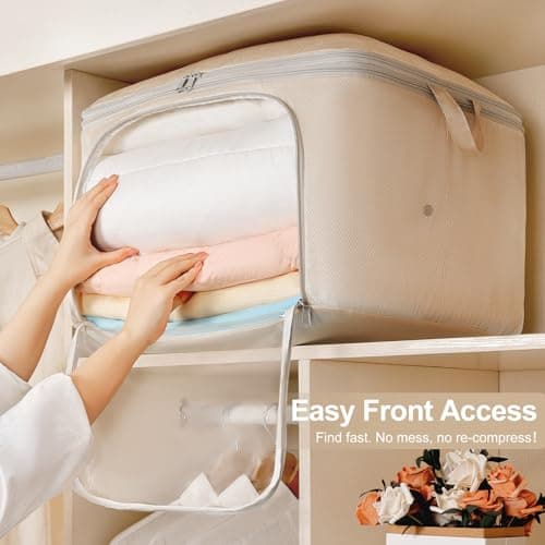 DIMJ Self Compression Duvet Storage Bags, 200L Front-Opening Clear Window — view 4