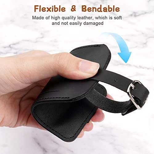 Flintronic 2 Pcs Luggage Tags, Leather Baggage Labels, Suitcase Name ID Card Tag Set, Leather Tags Travel Handbag Accessories for Preventing Loss of Bags(Black) — view 3