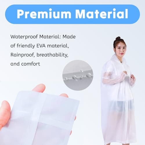 AropaeenGlowry 2-Pack White Waterproof Rain Poncho with Hood & Sleeves - Reusable EVA Raincoat for Adults, Camping & Travel — view 3