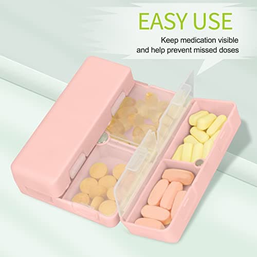 FYY 7 Day Pill Organiser, Travel Tablet Box, [Foldable Design] Weekly Medication Case, Portable Daily Supplements Storage Organizer for Vitamins, Cod Liver Oil, Small-Pink — view 5