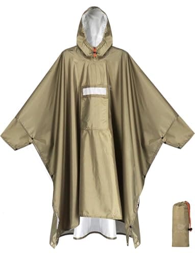 ANYOO Waterproof Rain Poncho Adult Reusable with Sleeves & Reflective Tape
