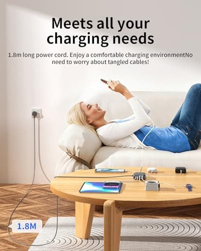 Qurzou USB Charging Station 40W, 8 Port USB C Charger Hub Multiport,PD Fast Charger Dock for iPhone,iPad,Samsung, Tablets,Fan (BLACK) — view 6