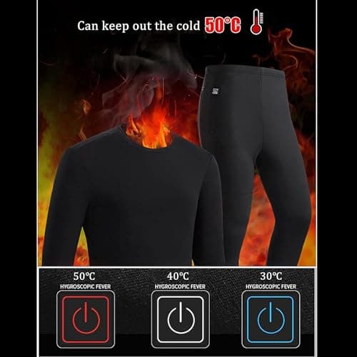 Men's Heated Underwear Thermal Set UK Sale Clearance USB Charging Electric Heating Body Warmer Heated Thermal Undershirt and Leggings Pants Suit Heated Base Layer Set Warm Heated Underwear — view 6