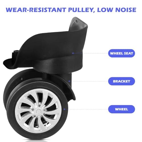 BESTonZON 4pcs Luggage Wheels Replacement Suitcase Wheel Replacement Swivel Caster Set Spare Rollers Universal Wheel Accessories for Travel Suitcase Repair Flexible Rotating Diy Parts — view 6