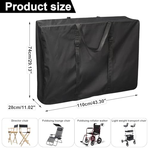 1 PC Large Outdoor Folding Chair Storage Bag, 600D 110x74x28 CM, Black — view 3