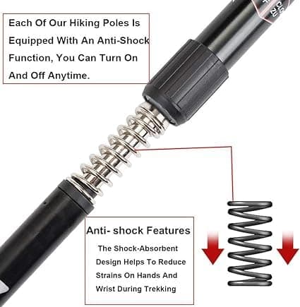 Walking Trekking Poles Adjustable Anti-Shock Ultra Portable Hiking Sticks for Camping/Climbing/Backpacking (Silver Grey with cover) — view 3