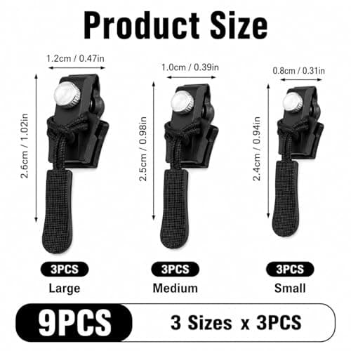 WVGSXBO 9Pcs Zipper Repair Kit, 3 Sizes Universal Zip Repair Puller Replacement, Quick Install Detachable Zip Heads No Sewing for Jackets Luggage Bags Trousers Outdoor Gear — view 2