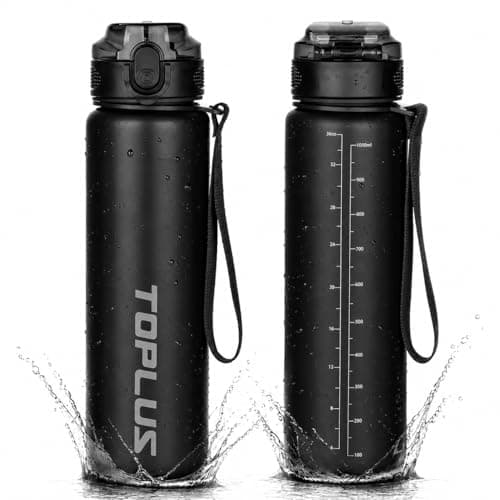 TOPLUS Sports Water Bottle 1L BPA-Free Tritan, Leakproof, Black