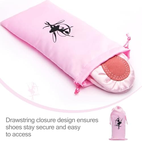 1 Pcs Ballet Shoe Bags Pink Soft Drawstring Shoe Bag for Pointe, Ballet Bag — view 2