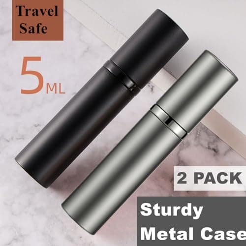 Aurdox Perfume Atomiser, Portable and Refillable mini Perfume Spray Bottles Empty Sprays 2Pack, Dispensers, Atomizers with Pump for Travel, 5ml/black and Silver Grey — view 6