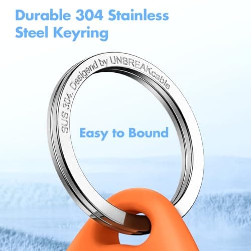 UNBREAKcable 360° Protective Case for AirTag (1st & 2nd Generation) [4 Pack], TPU Full Cover Keyring Holder with 304 Stainless Steel Keychain, Scratch-Resistant Design for Keys, Bags, Luggage — view 5