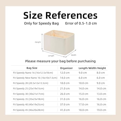 DGAZ Silk Bag Organiser Insert Fits Speedy (25, Craie) — view 6