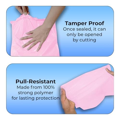 Double Dragon 60 Mixed Self-Seal Pink Mailer Bags | Tamper-Proof & Durable | Polythene Plastic Packaging Envelops for Mailing, Postage, Parcel Shipping & Delivery |4 Sizes (15 Each)| Small to Large — view 4