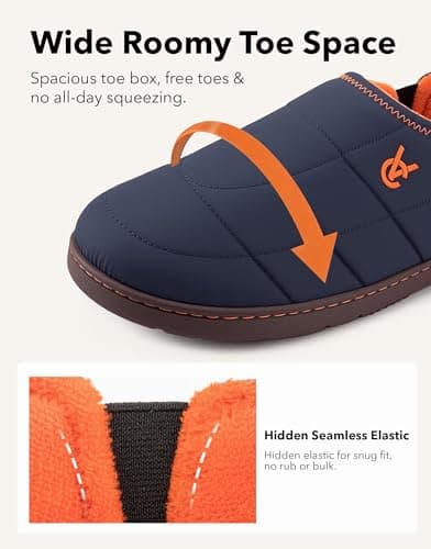 VeraCosy Men's Quilted Slippers Anti Skid Outsole Outdoor Navy,8-9 UK — view 6
