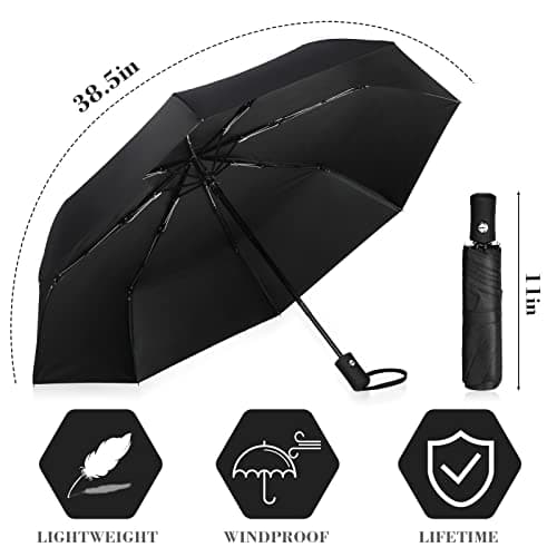 Kajaia 4 Pack Umbrellas Compact Windproof, Automatic Open and Close Folding Rain Umbrella Collapsible for Men Women Travel, Black, One size — view 2