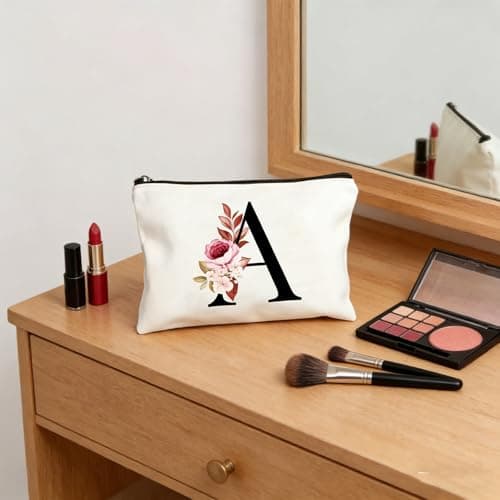 Waterproof Makeup Bag Travel Cosmetic Pouch for Women, Large Capacity Toiletry Bag Organiser with Zipper, Personalised Gift for Birthday Bridesmaid Wedding Ladies — view 3