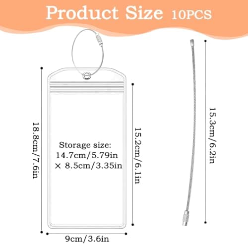 10 Pcs Cruise Luggage Tag Holders, Durable Waterproof Travel Essentials with Steel Loops for Vacation Accessories — view 2