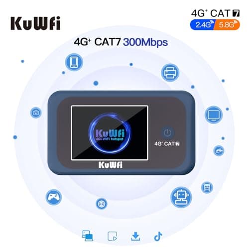 KuWFi 4G+ Portable WiFi Hotspot Unlocked LTE Cat7 Travel Router — view 2