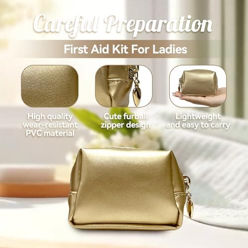 Women's First Aid Kit 120PCS Portable Set Wedding Day Emergency kit Items for Girl Lady Mother Wife Nurse for Girl Lady Mother Wife Nurse Present Set(Golden) — view 4