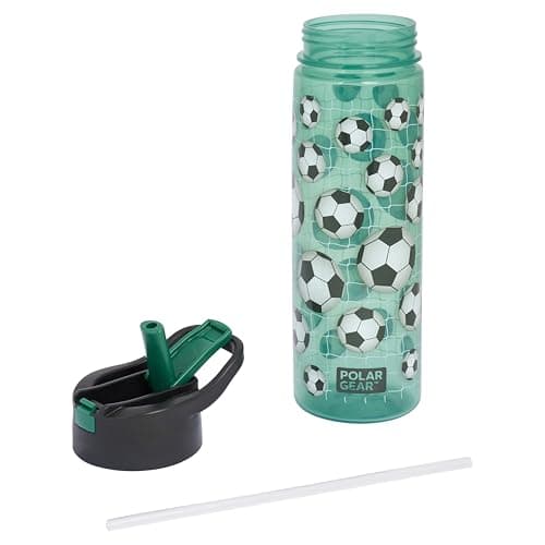 Polar Gear Goal Getter Kids Water Bottle, Green, 600ml, BPA Free, Flip Cap with Straw, Football Theme, 48+ Months — view 5
