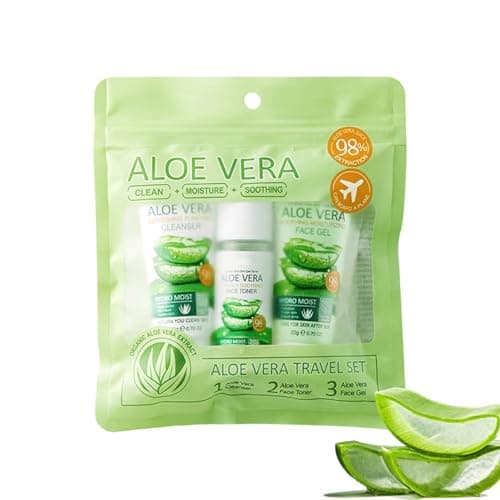 Aloe Vera Skin Care Set Aloe Vera Travel 3-Piece Set Facial Cleanser Aloe Vera Gel Face Toner Soothing Moisturising Facial Travel Size Skincare