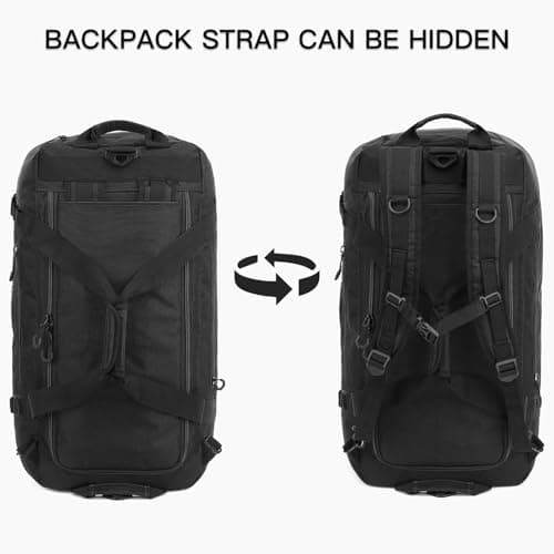 TUGUAN 100L Extra Large Duffle Bag for Travel Heavy Duty Duffel Holdall Backpack with Back Straps 30'' XL Big Weekend Overnight Bag for Camping Gym Sports Equipment Gear for Men Women, Black — view 4