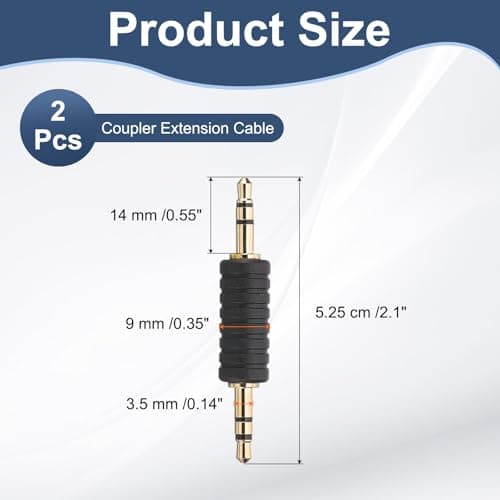 PATIKIL 3.5mm (1/8 Inch) Male to Male Audio Adapter, 2Pcs, Black/Gold — view 2