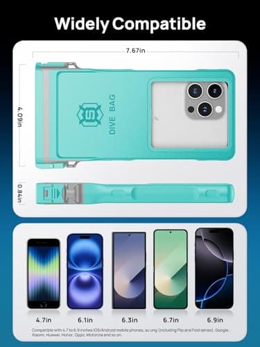 Lanhiem Waterproof Phone Case Universal, Professional IPX8 Waterproof 15M Diving Phone Cover [Underwater Touchscreen] Case for iPhone Samsung Google Xiaomi and 4.7-6.9'' Mobile Phones,Blue — view 5