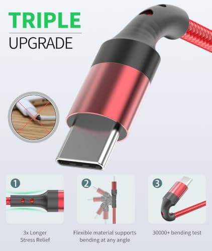 HKYUSHINE 6-Pack USB C Charger Cable 3.1A, Multi-Length USB A to USB C Type C Charging Cable for Samsung Galaxy Note/Google Pixel/LG/OnePlus/Moto G,iPhone15/16/17 and Android devices — view 6