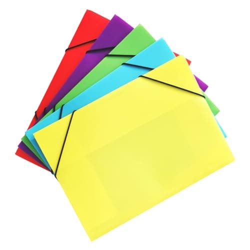 Phefop Plastic File Folder Set PP Document Pouch 5 Pack 14 X 10 in Elastic Band Closure Holds 100 Sheets Color Coded Organizer for Students Teachers Office (Multi Colors) — view 5