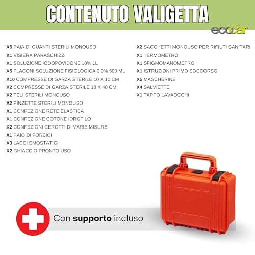 ecocar - First Aid Case - FIRST AID KIT 54 pieces (Annex 1 with Eye Wash Kit) - for B&B, Vehicles, Company - According to DM388 15 July 2003 - with Holder Included - Made in Italy — view 3