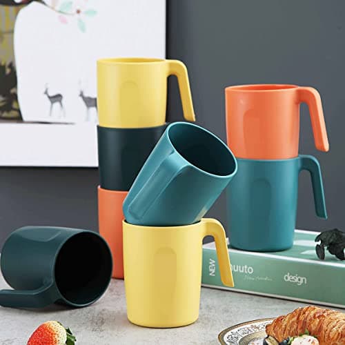 Kyraton Plastic Mug Set 8 Pieces, Unbreakable and Reusable Light Weight Travel Coffee Mugs Espresso Cups Easy to Carry and Clean Microwave Safe BPA Free Dishwasher Safe (Mutil Color) — view 2