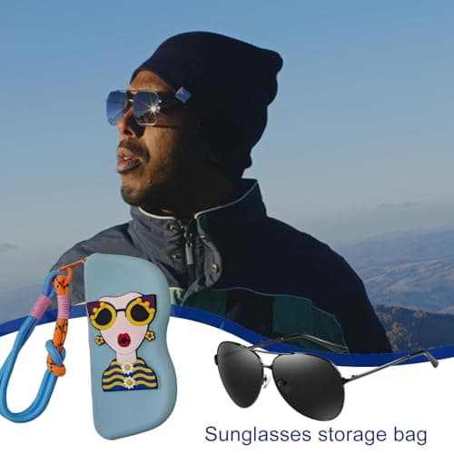 Glasses Case Women, Cute Sunglass Organizer, Zipper Storage Pouch, Soft Siliconed Design, Wrist Strap Included, Ideal for Eyewear Protection, Travel, Daily Use Material Silicone — view 4