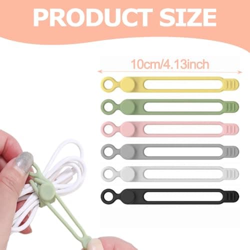 6 Pcs Cable Ties Reusable Silicone Cable Straps Cable Wire Ties Cable — view 2