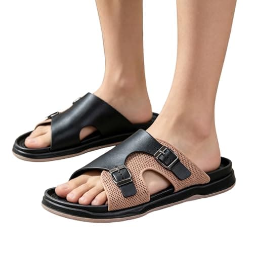 Unisex Soft Sole Non Slip Breathable Beach Slippers for Women Men, Lightweight Summer Sandals with Arch Support, Outdoor Casual Flip Flops for Pool Walking Travel, Size 6-12 (Brown, 8) — view 2