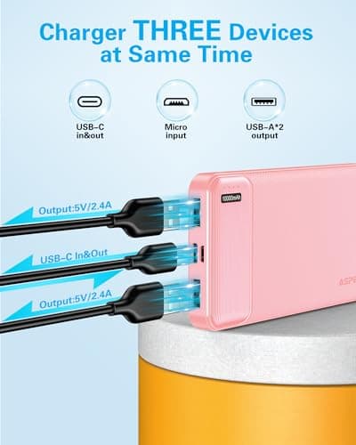 AsperX 2-Pack Power Bank Portable Charger Fast Charging 10000mAh — view 5